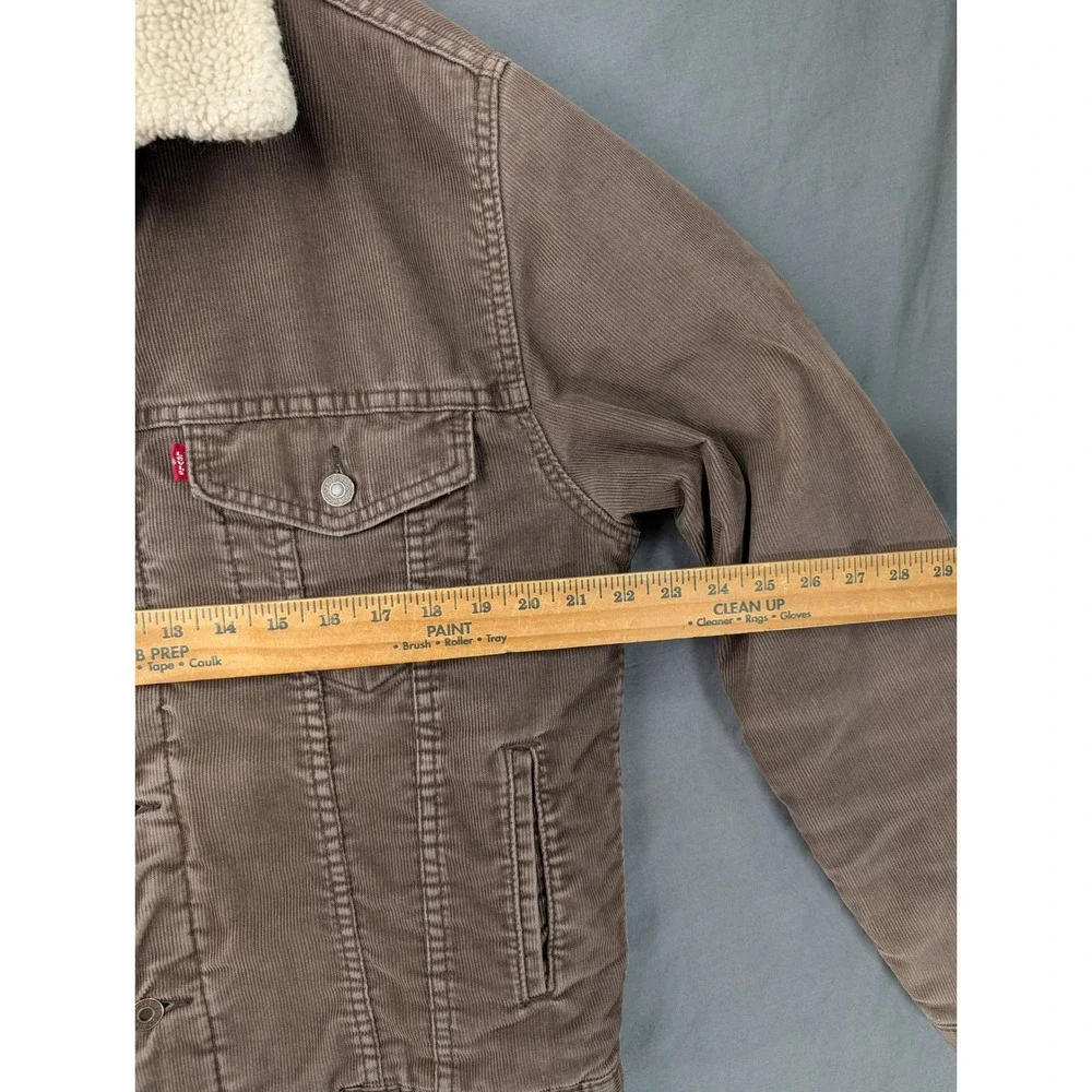Levis Mens Corduroy Sherpa Lined Trucker Jacket Brown Medium